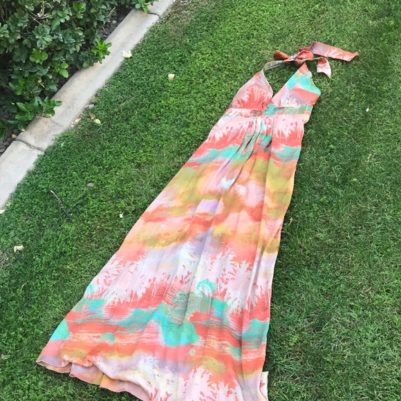 Multi colored long, silky maxi dress - Picture 2 of 3